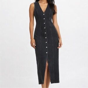 Abercrombie & Fitch Mara Black Denim Button-Down Dress